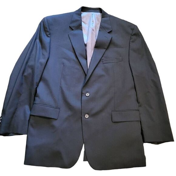 Lauren Ralph Lauren Blazer Men's 46 Black Vintage Wool Two Button Suit Jacket - Picture 1 of 5
